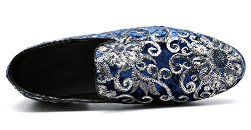 Santimon Mens Loafers Velvet Sequins Embroidered Smoking Slippers Dress Shoes Wedding Moccasins Slip-on Flats3