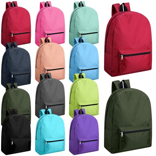 Image of Amylove 12 Pack Backpack in Bulk 17 inch Lightweight Outdoor Travel Bag Classic Bookbags Bulk for Elementary Middle High(Lively Colors,Retro)