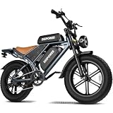 DEEPOWER Bici Elettrica, Batteria Rimovibile 48V 20Ah/35Ah/60Ah, Autonomia 110-250KM, Velocità Massima 25KM/H, Bici Elettrica Con Pneumatici Larghi 20"×4.0, 7 Marce, MTB Elettrica (Nero Spento)