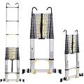 Telescoping Extension Ladder 26.2FT, Aluminum Lightweight Extension Ladder with Locking Mechanism,Heavy Duty RV Collapsible Ladder for Household, Outdoor Work 330 lbs Load
