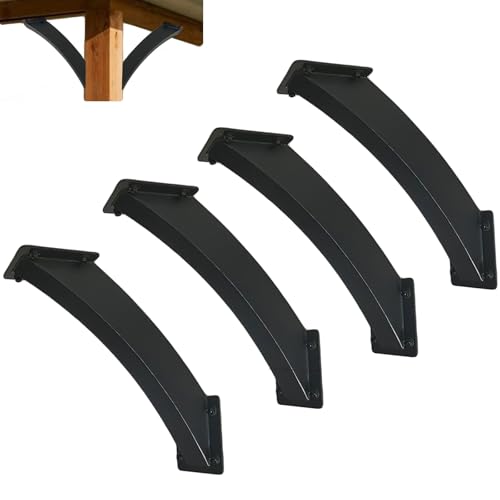 4Packs 45° Angle Brackets,Heavy Duty Galvanized Steels Support Post Brackets for 4"x 4" (Actual:4.1''x3.2'')，Corner Braces Inside Joint Pergola Kit for Gazebos, Pergolas, Cabins and Patios