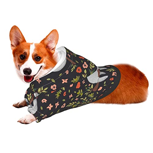 Sloth Hanging Dog Hoodies, Pet Clothes Costumes, Tree Flower Branch Pets Wear Hoodie Sweatshirts Jacket For Puppy Cat Party Xx-Large #TOP4