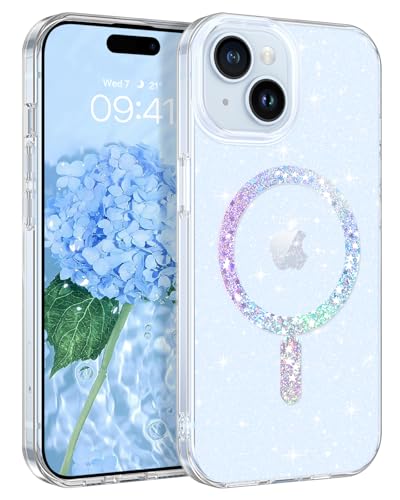 YINLAI IPhone 15 Pro Hülle Mit Magnetring – Dünne Glitzer-Hülle In Rosa, MagSafe Kompatibel