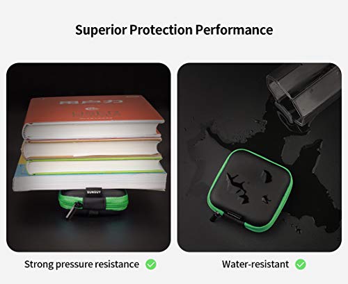 Image of SUNGUY [2-Pack Earbuds Case, Portable Small Earbud Carrying Case Storage Bag with Carabiner Clip for Earphone, Earbuds, Earpieces, SD Memory Card, Camera Chips - Green+Purple