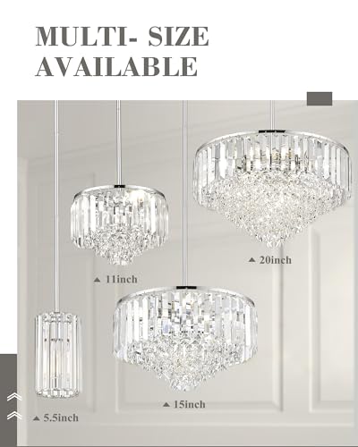 Cargifak CKCC4215-3W-PC Crystal Chandelier, 4-Tier Modern Chandelier With Polished Chrome Finish thumb #5