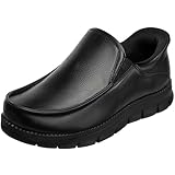 [STRDEOUT] スリッポン ウォーキングシューズ メンズ 防水 手を使わずに履ける靴 履きやすいスニーカー ローファー ズック靴 スリップオンシューズ 履きやすい ローカット キャンバススニーカー 黒 高齢者 入院 通勤 立ち仕事 レザー オールブラック 25.0 cm