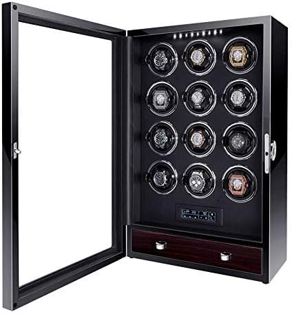 FENOKD Mechanical Watch Shaker Watch Winder Box for Automatic Watches with LED Backlight and LCD Display, 5 Roating Mode and Fingerprint Unlock, Watch Case B, 3202 (Mq 3204)