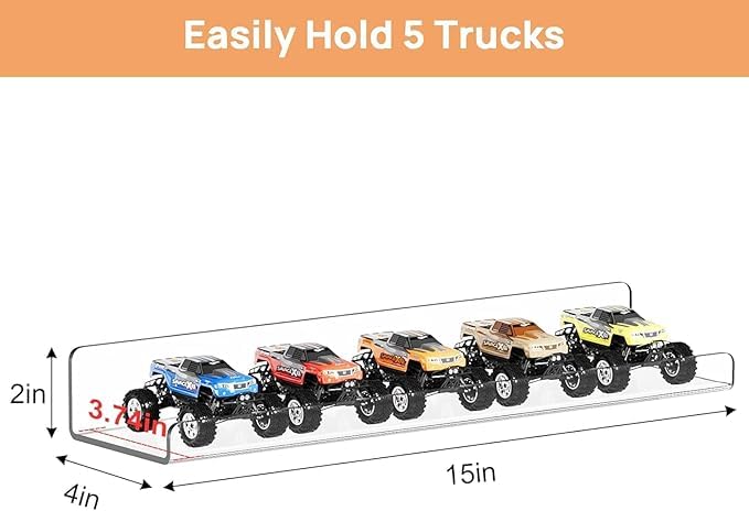 Image of Acrylic Floating Wall Shelves | 15-Inch Clear Invisible Display Shelf | Thick 3mm Transparent Wall Rack for Home, Office & Bathroom Decor (Pack of 4)
