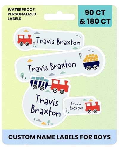 Custom Name Labels for Boys – Waterproof No-Iron...