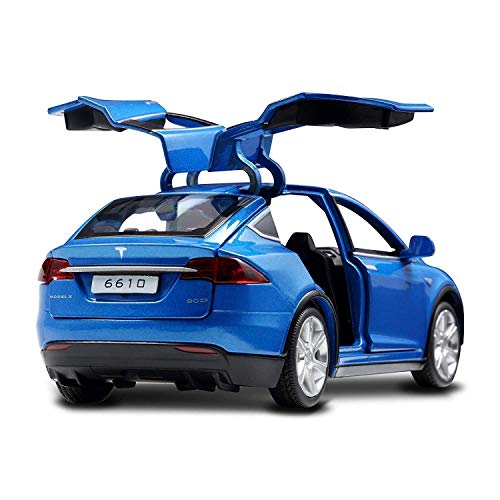 Image of Metal Pull Back Diecast Car 1:32 Tesla X90 Pull Back Car Model with Sound Light Boys Gifts Toys for KidsPack of 1】,multicolor