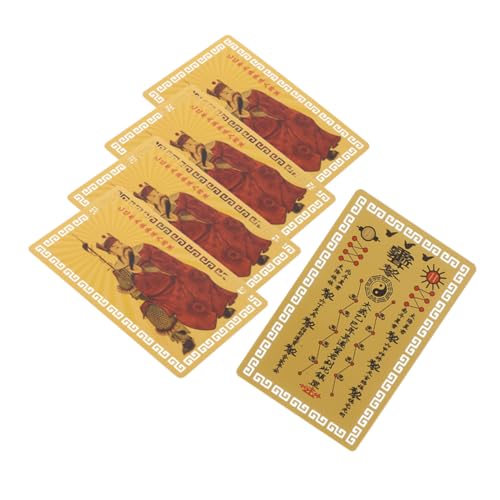 PRETYZOOM 5個年用太?金? 金属製チャイニーズアミュレット 富と幸福を守る風水護符 軽量携帯可能で祝福をもたらすお守り