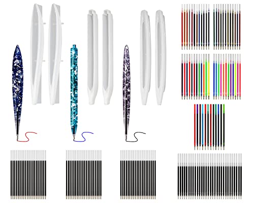 K KUMEED 6 Stück Epoxidharz Formen Kugelschreiber, Epoxidharz Formen Stifte Silikonform Stift, Silikonformen Epoxidharz Stift Silikonform Kugelschreiber Epoxidharz Form Stift zum Basteln Cover