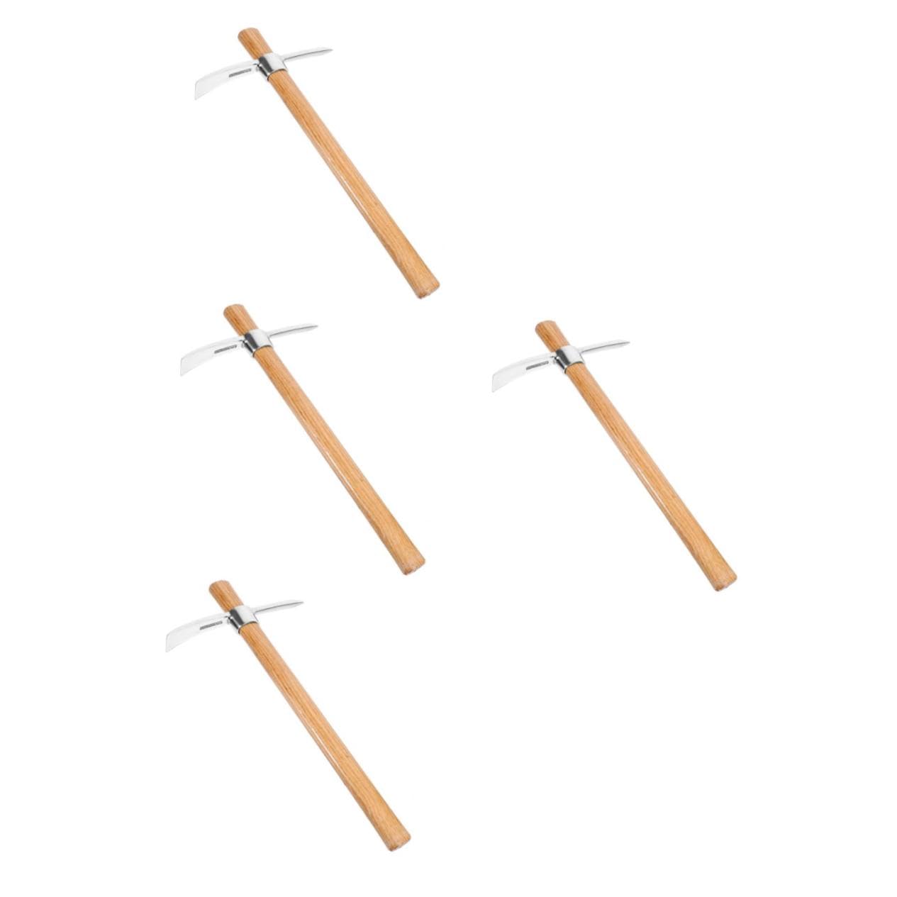 Yardwe 4 Piezas azada para cavar Tierra Herramientas de jardinería Cenefa Semillas Fuerza guadaña maceteros Plant Pot azada de Mano Herramienta de jardín azada para Plantar Flores Madera