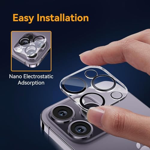 Image of Camera Lens Protector Compatible with iPhone 15 Pro (Pack of 3) | 9H Tempered Glass Camera Lens Guard | Scratch Resistant | HD Clear | Anti-Fingerprint | Easy Installation | Bubble Free