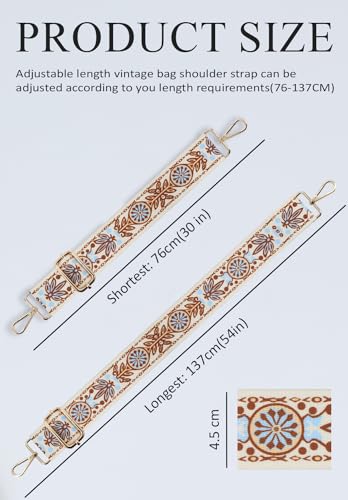 Image of Lyrovo Adjustable Purse Strap Replacement for Women, 1.5 inch Wide Crossbody Shoulder Strap Boho Handbag Strap (Rattan White)