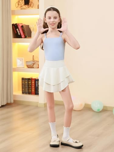 Image of Haloumoning Girls Metallic Skater Skort Kids Shiny Scooter Skirt 4-14 Years | High Waisted, Dance Skorts