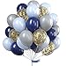 PartyWoo Navy Gray Balloons, 50 Pcs 12 in, Navy Blue Balloons, Gray Balloons, Baby Blue Balloons, Gold Confetti Balloons for Boy Baby Shower Decoration, Boy Birthday Decoration, Navy Party Decoration