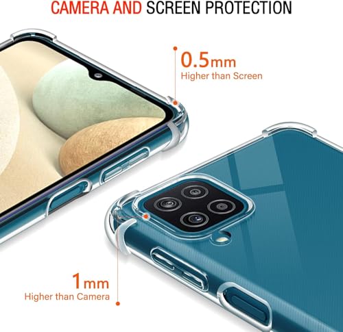 Image of Lustree Back Cover Transparent Case Compatible with Samsung Galaxy A12 | Clear + TPU Case with 4 Corner Air Cushion Protection & Camera Protection | Slim& Stylus Cover