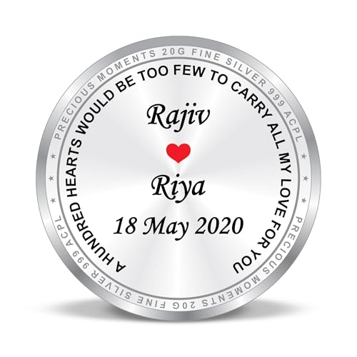 Image of TRUESILVER ACPL BIS Hallmarked Personalised Anniversary 5 /10 /20 /50 /100 gm 999 Pure Silver Coin by ACPL
