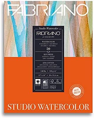 Fabriano Studio Hot Press Watercolor Pad, 11 x 14, White