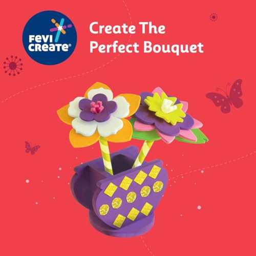 Image of Fevicreate Build-n-Create Foam-Tastic Flower Bouquet Kit | Flower Making | Foam Craft | Develop Fine Motor Skills | Travel Friendly | Screen-Free Play | Gifting | Ages 5 +