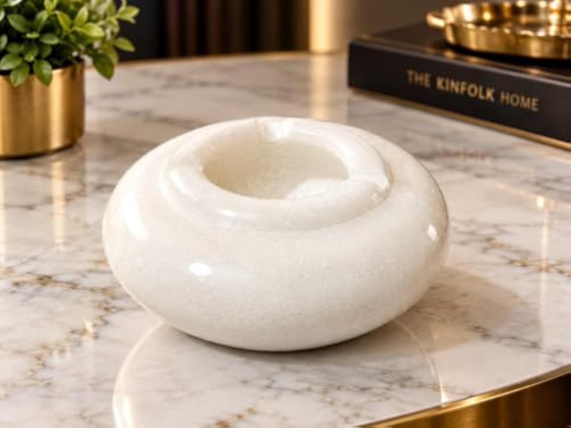 White Marble Ashtray, Elegant Design