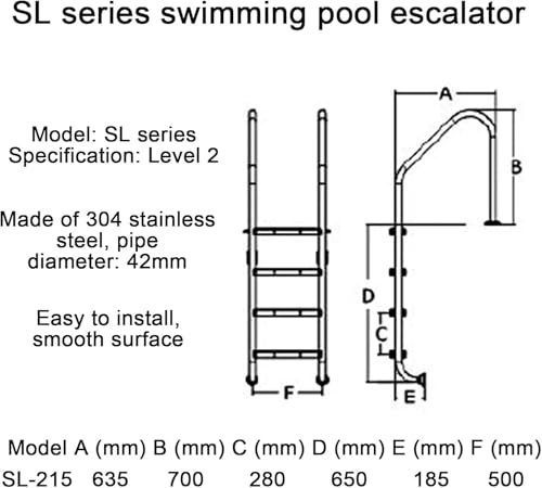 Escalera para piscina de acero inoxidable de 2 escalones miniatura 6