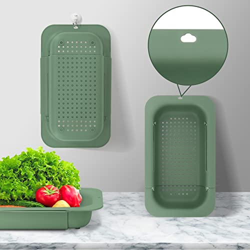 Over The Sink Colander, Drlife Green Sink Colander Strainer Expandable Colander Kitchen Multifunctional Plastic Colander Vegetables Fruit Washer Strainer Adjustable Strainer For Sink #TOP5