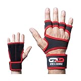 Gym & Gentle Damen Herren Fitness Handschuhe/Trainingshandschuhe/Handgelenkstütze - Krafttraining/Bodybuilding/Crossfit (Rot, XL)