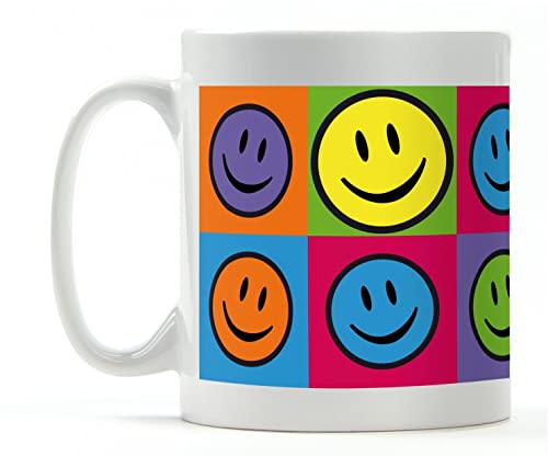 1art1 Emoticons, Smiley, Color Blocking, Warhol Style Pop Art Tasse À Café Mug (9x8 cm) + 1x Sticker Surprise