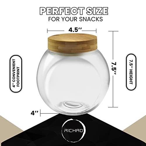 Richro Glass Cookie Jars With Lids - 2 Pack Glass Jars With Lids – Large 75 Ounce Glass Containers Candy Jars With Airtight Bamboo Lid For Cookies, Candies, Cereal, Dry Food, Snacks And More #TOP1