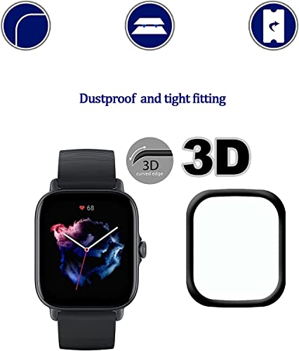 Kelolin Screen Protectors Compatible with Amazfit GTS 3.3D Curved Edges, Scratch-Resistant, Anti-Bubble - Image 3