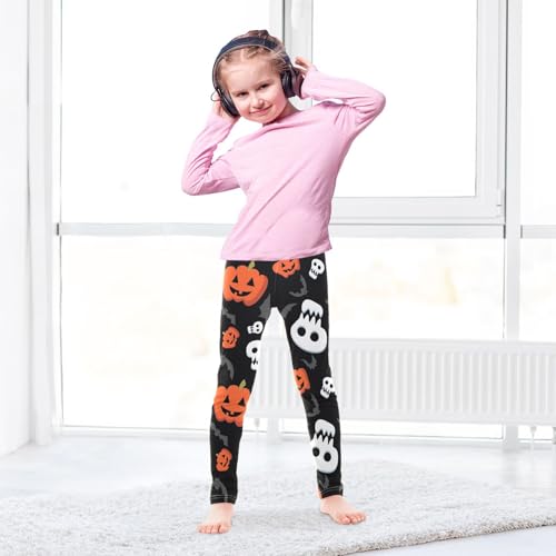 Funny Skull Bat Girls Leggings,Workout Leggings for Girls Toddler Athletic Legging Size for 3-10T4