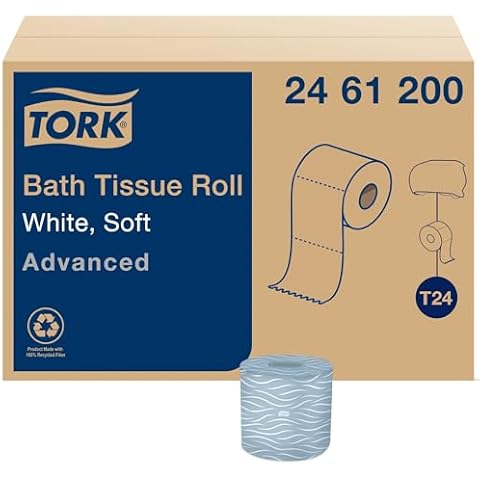 Tork Toilet Paper Roll White T24, Advanced, 2-Ply, 80 x 500 sheets, 2461200 Cover