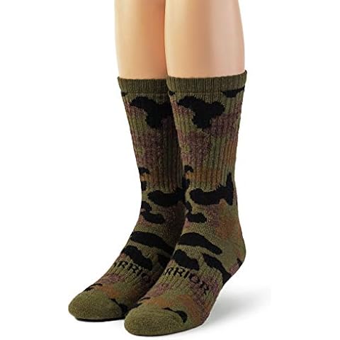 Warrior Alpaca Socks - Alpaca Wool Heavy-Duty Hunting Camouflage Socks for Men & Women, Terry Lined, Woodland Camo, Large Cover
