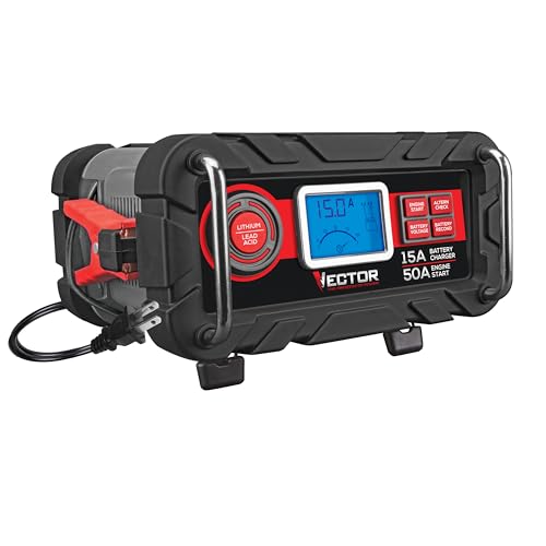 Vector BC15BV Amp Automatic 12V Battery Charger with 50 Amp Engine Start and Alternator Check