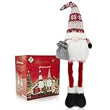 Sit-Stand Retractable Legs Swedish Plush Gnome with Bags, Lighted Gnomes Christmas Home/Room Table...