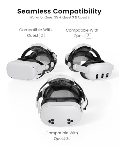 Image of Kawaye for Meta Quest 3S /Quest 2 /Quest 3 Head Strap with 7500mAh Hot-Swap Battery Pack, Double Knobs Adjustable VR Headset Strap with Two Large Support Pad Enhanced Support, Reduce Pressure