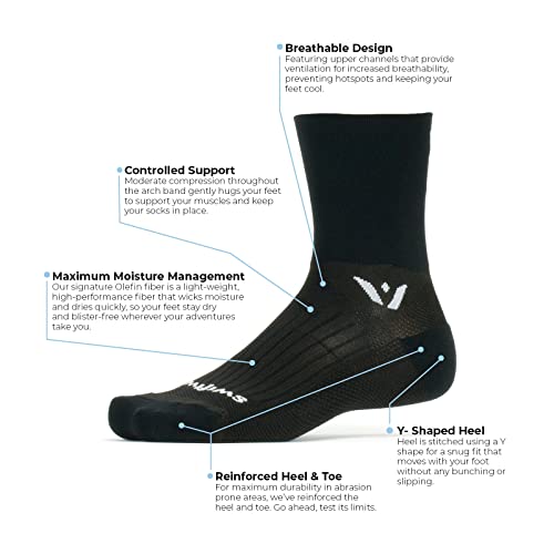 Swiftwick- PERFORMANCE Crew Cycling Socks, USA Made, Max Durabiltiy, Moisture Wicking Socks3