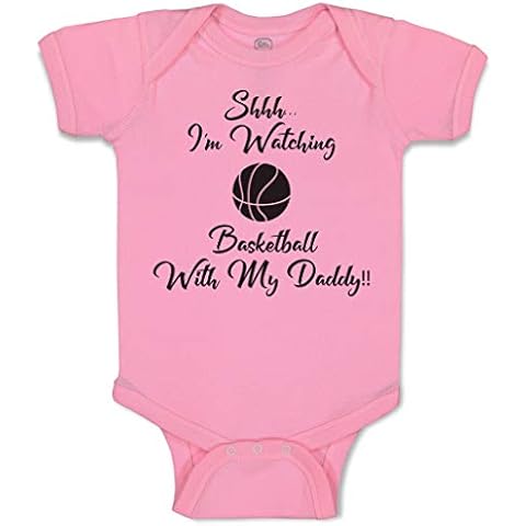 Cute Rascals Baby Bodysuit Shhh I'M Watching Basketball with My Daddy!! Boy & Girl Baby Clothes Funny Cotton Soft Pink Design Only 6 Months Cover