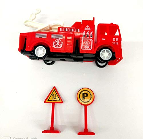 Image of Negi New Fire Brigade Centre Set for Kids, 13 Pieces Set Red Colour, Pull Back Action Car