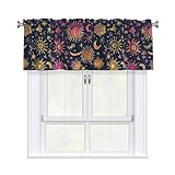 WHJSHOP Cortina con diseño de estrellas de constelación con poste corto, 54 x 18 pulgadas para mejorar ventanas de cocina, baños, lavanderías y estudios