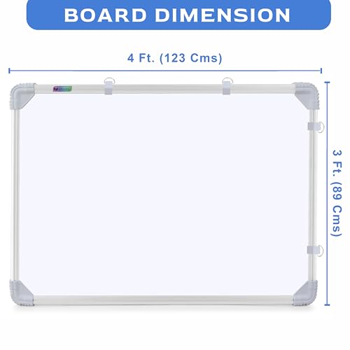 Image of Eduway 3x4 Feet Kunj Non-Magnetic Double-Sided White Board and Chalk Board | Ideal Use for Home, Office, Kids with Sliding Hanging Clips, Robust Aluminum Frame and Smooth Melamine Surface (123x89 Cms)