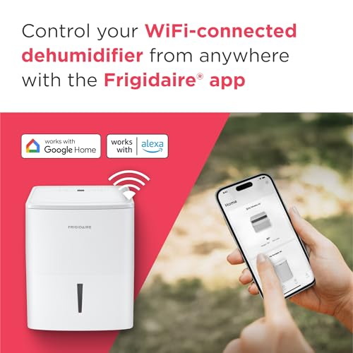 Image of Frigidaire 22-Pint Portable Dehumidifier with Wi-Fi and Energy Star Certification for Small /Medium Rooms, Bedrooms & Bathrooms, Custom Humidity Control, Auto Shut Off, White