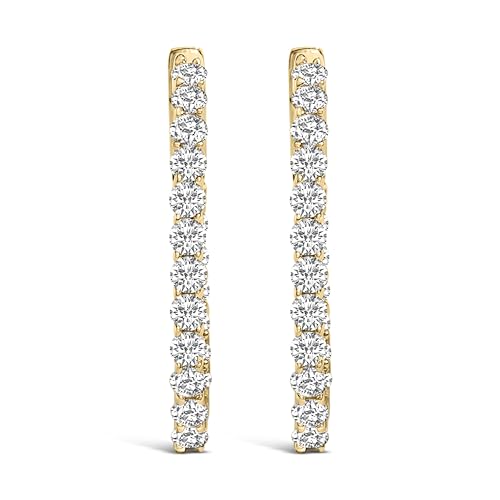 14K Yellow Gold 1.0 Cttw Oval Lab Grown Diamond Hoop Earrings