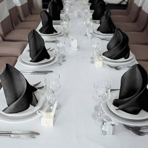 Servilletas negras de poliéster elegante para bodas y cenas de gala, 12 unidades 3