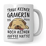 Tasse Gamerin lustig Gamerin Geschenk Beruf Spruch Kaffeebecher Gamerinnen Geschenkidee Zockerin Spielerin Glücksspielerin Kaffee-Tasse Teetasse Becher