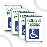 (4 Pack) Reserved Parking Sign, Handicap Parking Sign 18” x 12” Engineer Grade Reflective (EGR), Rust Free Aluminum, Weather Resistant, Waterproof with UV Protection