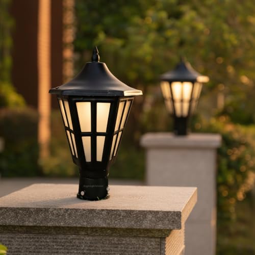 Image of BrighLyt Outdoor Gate Light for Home & Garden Lamp - Waterproof Pillar Light for Main Entrance, Balcony & Pathway (Metal & Glass, GL09, Pack of 2)