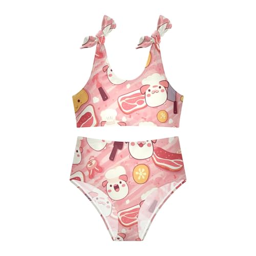 KLL Chef Bacon Girls' 2 Pieces Bikini Set Quick-Dry Swimsuit Swimwear Adjustable Strap3